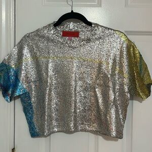 Eckhaus Latta top - foil embroidered top